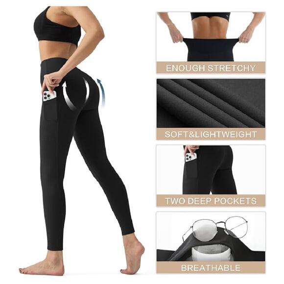 High Waisted Leggings for Women - Tummy Control Yoga Pants for Workout Running A - Picture 5 of 5